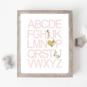 Girls Alphabet Printable - Abc Wall Art - Pink and Gold Art Print ...