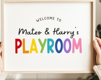 Personalized Playroom Wall Art – Custom Kids Name Sign – Colorful Digital Download – Fun Printable Decor for Children’s Room - H3487