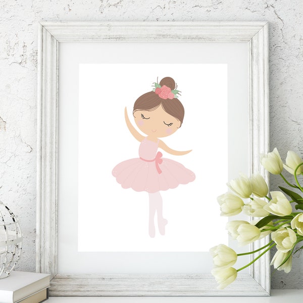 Ballerina wall art, girls bedroom decor suit pink ballerina decor, baby girl nursery wall art -Custom Color - H1373- Unframed