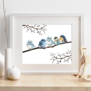 Watercolour Baby Bird Prints, Australian Bird Art Print, Bird Art Prints Set, Minimalist Birds Paintings, Nursery Decor Prints Set, H2853