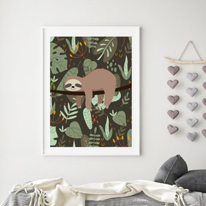 Sloth print - Sloth wall art - Boys bedroom print - sloth printable wall art - hanging sloth art print - Digital art - Sloth print nursery