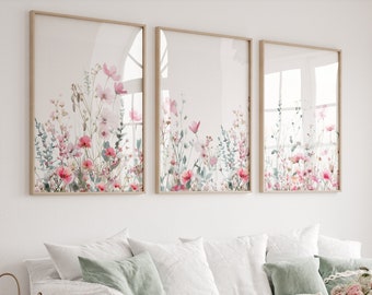 Arte murale per cameretta dei bambini in stile boho, decorazioni per cameretta con fiori di campo, stampe botaniche, arte floreale per cameretta dei bambini, decorazioni per cameretta delle bambine, stampe con fiori di campo, download, H3052