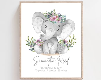 Birth stats printable - New baby girl gift - Birth details print - Birth announcement - New baby print - Birth stats art - Christening gift