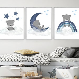 Baby boy nursery - navy blue nursery decor - Nursery prints - Printable wall art - Boy nursery wall art - Nursery art printable - H2633