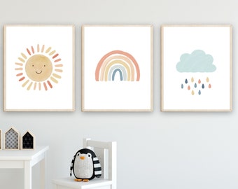 Rainbow nursery decor - Rainbow wall art - Rainbow prints - Neutral rainbow decor - Watercolor rainbow print - Printable wall art - H2511