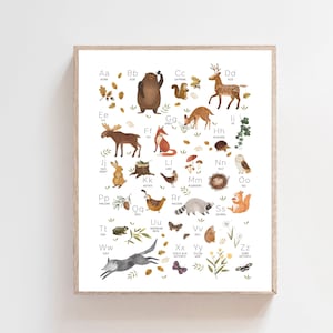 ABC Poster mit Tiermotiv - Waldland Alphabet - Poster zum Ausdrucken - Waldland Kinderzimmer Dekor - Edukation - Kinder Dekor - DIGITAL DOWNLOAD