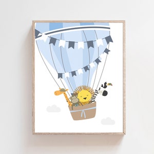 Hot air balloon art print - Air balloon wall art - Boys nursery wall art - Air balloon wall art - Hot air balloon printable -Explore nursery