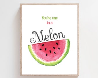 Watermelon art print - Watercolor watermelon - Watermelon wall art - Watermelon print - Watermelon puns - Instant download art - H2232