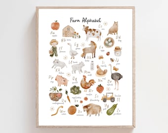 Farm Alphabet - Nursery farm print - Nursery farm decor - Nursery decor - Farm alphabet poster - Nursery farm picture - Alphabet poster