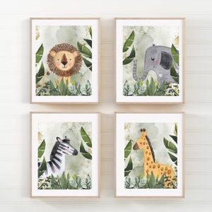 Baby safari animal nursery - Animal wall art - Safari nursery decor - Nursery art set - Printable nursery art - Neutral nursery decor -H2540