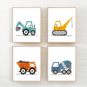 Stampe murali di costruzione - Stampe di camion - Decorazioni per camerette di costruzione - Stampe di camion di costruzione - Stampe murali per camerette di ragazzi - Stampe murali di camion - H2546