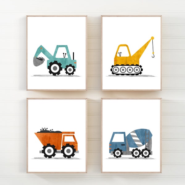 Construction wall art - Truck prints - Construction nursery decor - Construction truck prints - Boys room wall art - Truck wall art - H2546