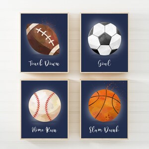 Sports print - Printable sports wall art - Boys room decor - Navy Blue Nursery - Sports wall art - Sports balls wall art - Soccer Football