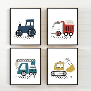Construction decor boys room - Construction prints - Construction nursery decor - Truck prints - Truck wall art - Baby boy nursery art
