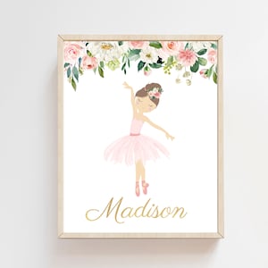 Personalized Ballerina wall print - Little Ballerina wall art - Custom name art - Girl custom gift - Ballerina room decor - Girls nursery