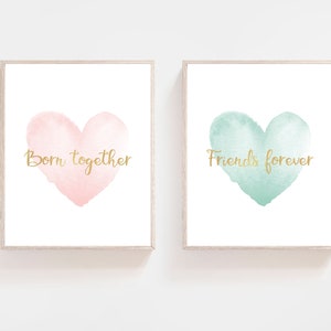 Twins nursery wall art - Twins print - Twins baby printable - Twin baby art - Twins wall art - Twin girl wall decor - Twin girl gift - H2207