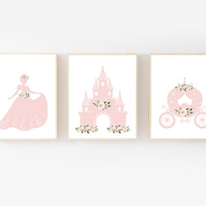 Princess wall art - Princess themed nursery - Printable princess - Princess room decor - Pink nursery art - Toddler girl gift - Girl decor