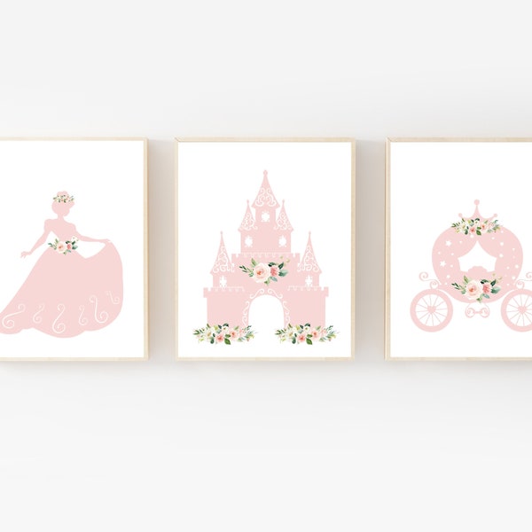 Art mural princesse - chambre de bébé sur le thème princesse - princesse à imprimer - décoration de chambre princesse - art rose pour chambre de bébé - cadeau pour toute petite fille - décoration pour fille