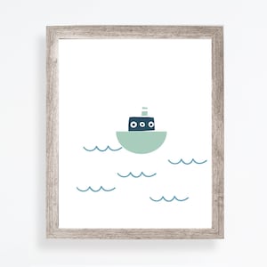 Boat print - Boat wall art - Boys bedroom art - Boys room decor - Transport print - Boat kids print - Boys room art - Nautical boys - H1757