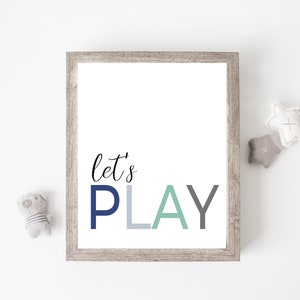 Lets play print - Playroom wall art - Playroom prints - Playroom wall decor - Playroom canvas art - Playroom printable - Boys playroom decor