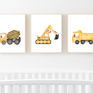 Truck Wall Art print set | Construction Truck Wall Art | Boys Room Decor | Truck Print | Nursery Decor | Dump Truck Wall Art - Printable
