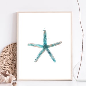 Seestern Druck - Strand Haus Dekor - Seestern Wandbild - Strand Kinderzimmer Dekor - Türkiser Seestern - Strand Dekor - Aquarell Seestern -H2453