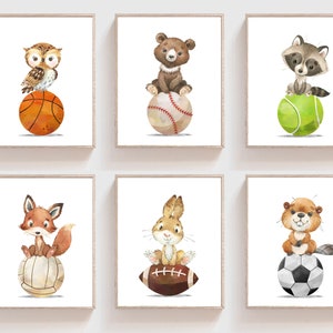 Sports Nursery Decor - Animal sports nursery - Nursery sports decor - Animal sports print - Baby boy sports nursery - Boy nursery decor