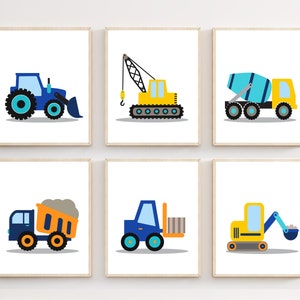 Construction vehicle prints - Truck prints - Vehicle prints - Boys bedroom decor - Construction nursery decor - Truck wall art - Boys room