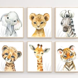 Safari baby animal prints - Safari Animal prints - Watercolor animal prints - Safari nursery decor - Safari Jungle animals - Baby nursery