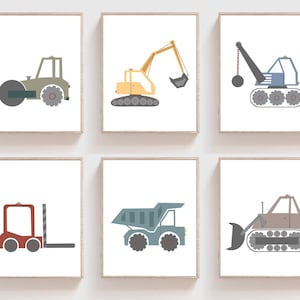 Construction prints boys room - Construction wall art - Toddler boy room decor - Construction prints - Construction nursery decor - Vehicle