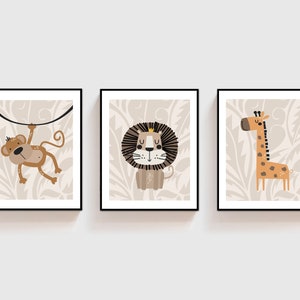 Nursery wall art - Boho nursery prints - Safari nursery decor - Neutral nursery decor - Beige nursery - Safari nursery prints - Baby animal