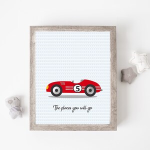 Racing car print - Boys wall art - Vintage race car art - Car art print - Baby boy nursery prints - Car canvas - Car printable - H1902