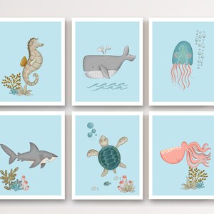 Ozean Kinderzimmer - Unter dem Meer Kinderzimmer - Meerestiere Drucke - Ozean Kunst - Maritime Dekoration - H2055