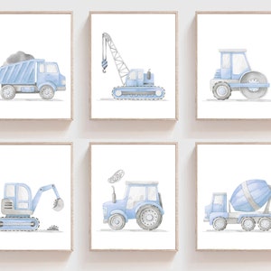 Construction Vehicle prints - Boys nursery decor - Truck nursery decor - Truck prints - Truck printables - Construction truck wall art