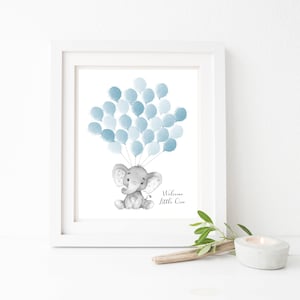 Baby Elephant Shower Guest Book. Baby Boy Nursery Art Print. Elephant Baby Shower Guest Book, Baby Boy Elephant guest book - GB-110