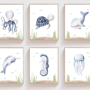 Maritime Dekoration - Aquarell Druck - Meer Bilder - Meer Leben Poster - Aquarell Druck - Aquarell Kinder Poster