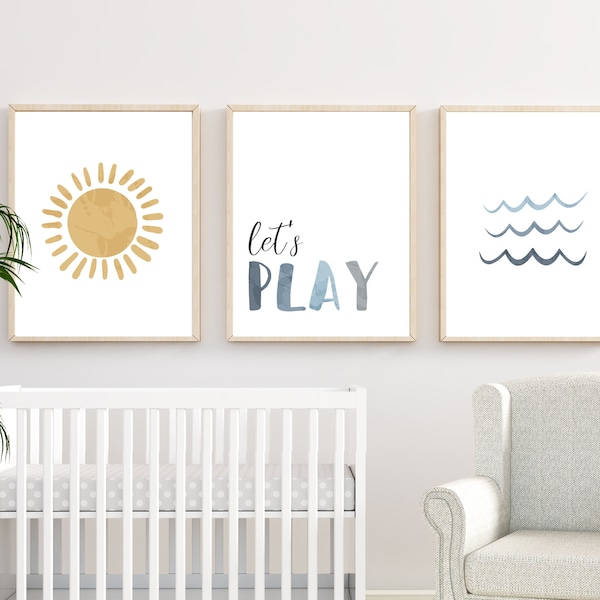 Beach nursery decor - wave wall art - Sun nursery print - Coastal nursery decor - Minimalist nursery decor - Beach nursery wall art - H2577