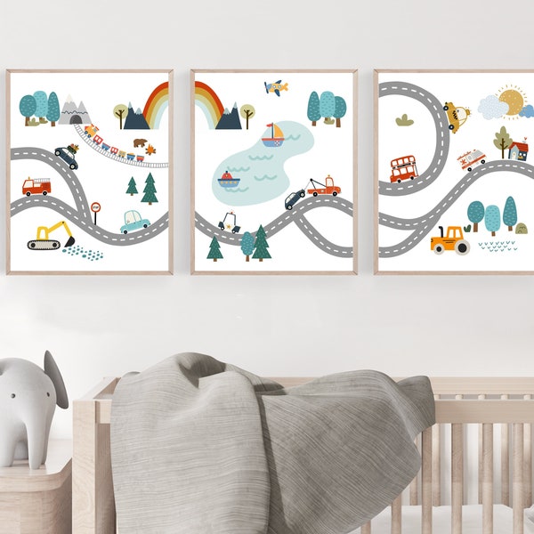 Car art prints - Car nursery decor - Transportation wall art - Boy nursery wall art - Baby boy room decor - car nursery prints - Boy car