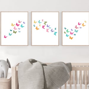 Butterfly wall art - Girls bedroom decor - Butterflies nursery decor - Girl nursery decor - Butterfly printable - Butterfly art print