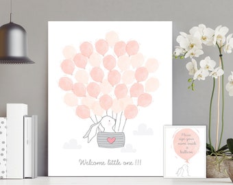 Baby girl shower guest book alternative  - Printable Guest Book - Signature Guest Book - Balloon Baby Shower Sign - Girl Balloon Sign