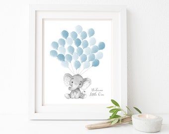 Baby Elephant Shower Guest Book. Baby Boy Nursery Art Print. Elephant Baby Shower Guest Book, Baby Boy Elephant guest book - GB-110