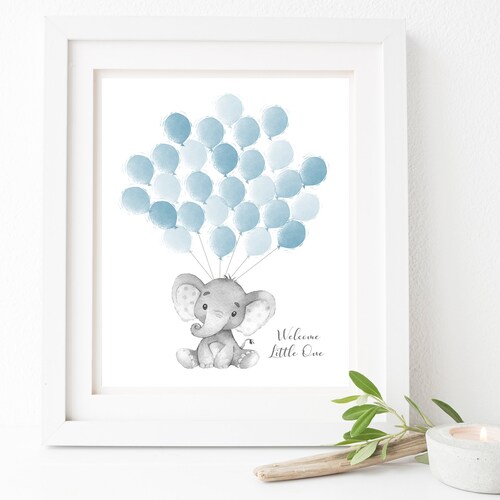 Baby Elephant Shower Guest Book. Baby Boy Nursery Art Print. Etsy