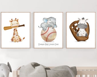 Baseball nursery decor - Baby boy sports nursery - Animal sports - Baseball print set - Nursery sports decor - Baseball posters - DIGITAL