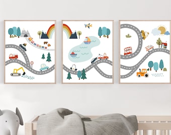 Car art prints - Car nursery decor - Transportation wall art - Boy nursery wall art - Baby boy room decor - car nursery prints - Boy car