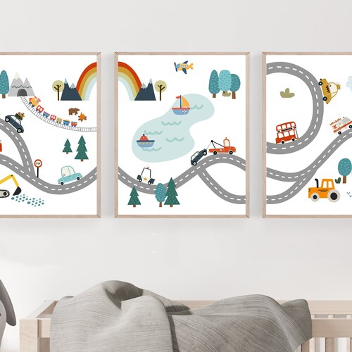 Car Art Prints Car Nursery Decor Transportation Wall Art Etsy