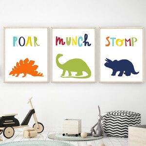 Dinosaur print set - Boys nursery decor - Dinosaur wall art - Boys nursery prints - Boys room decor - Dinosaur nursery prints - Dinosaur art