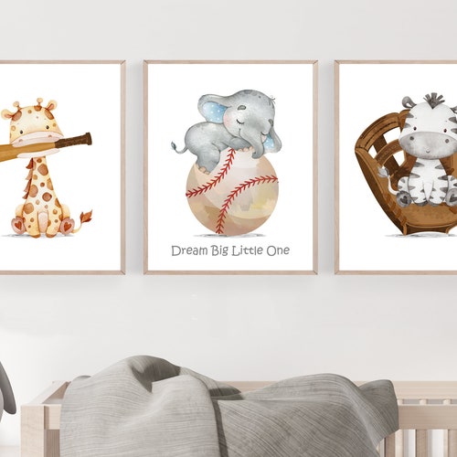 Baseball Nursery Decor Baby Boy Sports Nursery Animal Etsy