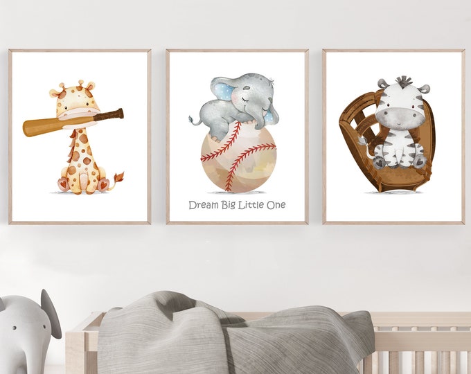 Baseball Nursery Decor Baby Boy Sports Nursery Animal Etsy