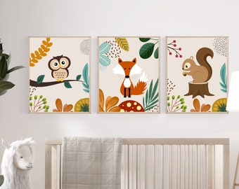 Woodland nursery decor - Woodland boho nursery - Nursery wall art - Nursery decor - Nursery wall decor - Nursery print - Boho Nursery print