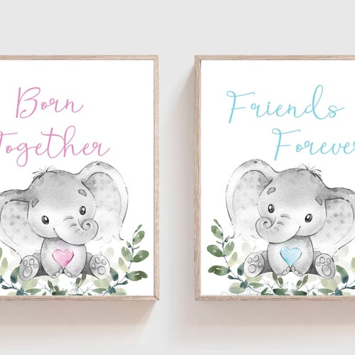 Twins Wall Art Prints Boy Girl Twins Twins Nursery Art Etsy